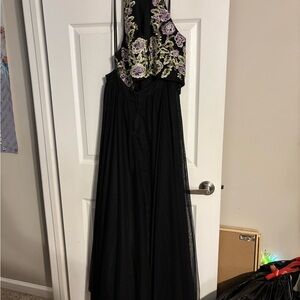Black and Purple Floral Gown